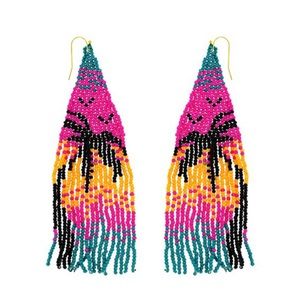 Paradise Palm tree tassel earrings